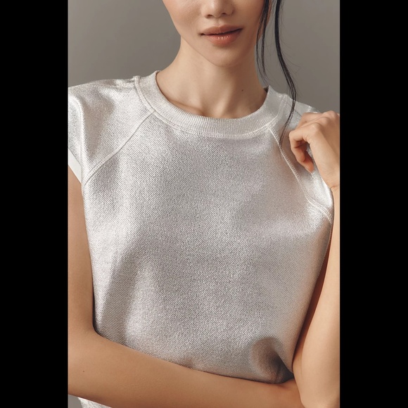 NWOT Anthropologie Pilcro Shiny Knit Muscle Top - Picture 4 of 16